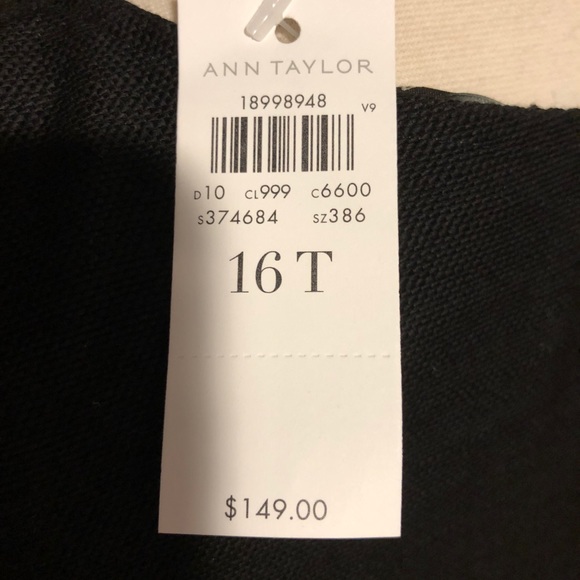 NWT Ann Taylor Women’s Cotton Black Dress Sz 16T - Picture 4 of 4